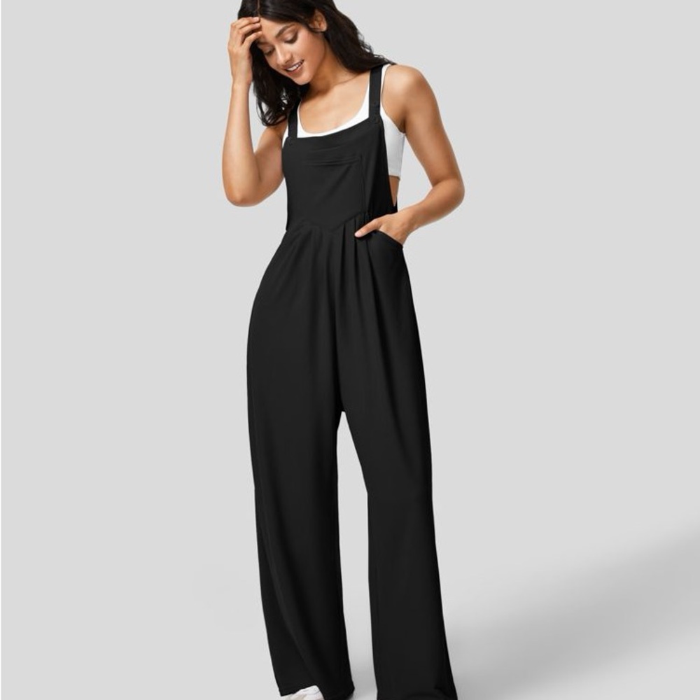 21H2.- Adjustable Strap Button Multiple Pockets Plicated Waffle Casual Overalls